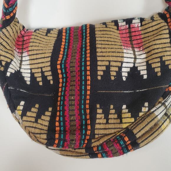 Forever 21 Embroidered Fanny Pack Belt Bag Black Tan Multi - Picture 7 of 13